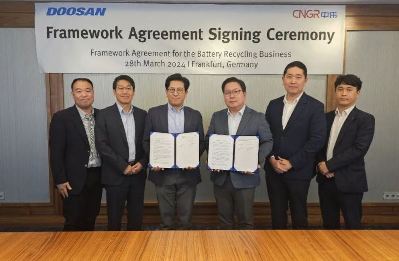 中偉股份與Doosan Recycling Solution簽訂框架協(xié)議，聯(lián)手探索電池回收領(lǐng)域